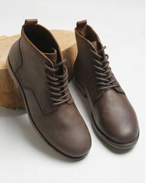 Lace-up Boots with Genuine Leather Upper