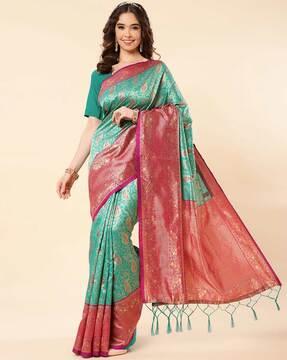 Banarasi Silk Saree with Paisley Woven Motifs