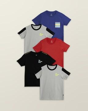 Pack of 5 Printed Crew-Neck T-Shirts