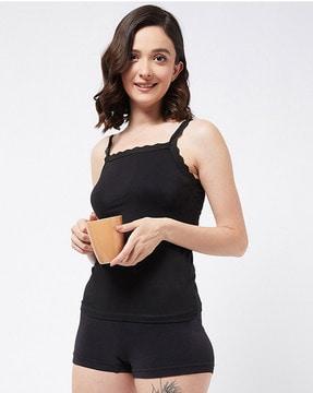 Scoop-Neck Camisole with Lace Straps