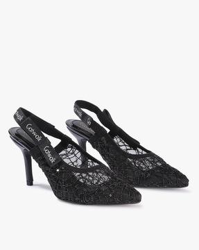 Textured Stilettos with Slingback Strap