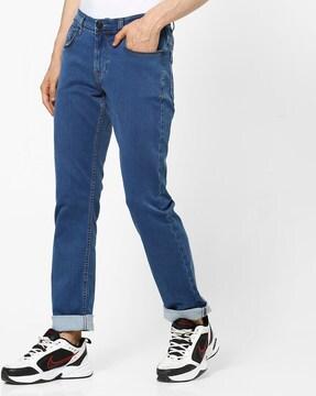 Lightly-Washed Skinny Jeans with Contrast Panels