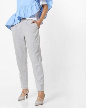 Striped Trousers with Semi-Elasticated Waistband