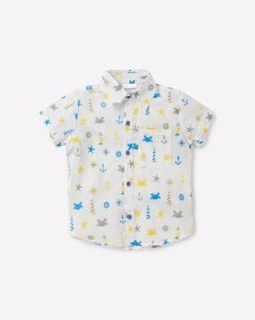 Printed Organic Cotton Shirt with Patch Pocket