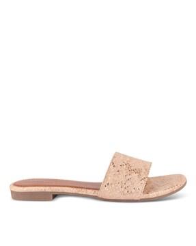 Textured Open-Toe Flat Sandals