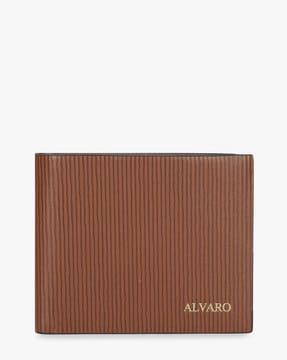 Genuine Leather Striped Bi-Fold Wallet