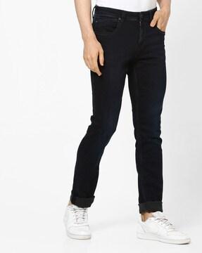 Lightly-Washed Slim Fit Jeans with Whiskers