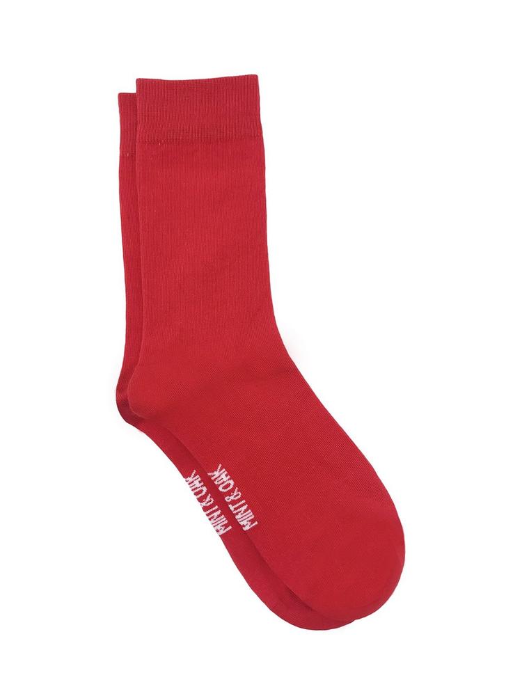 Mint & Oak Men Red Solid Calf-Length Socks