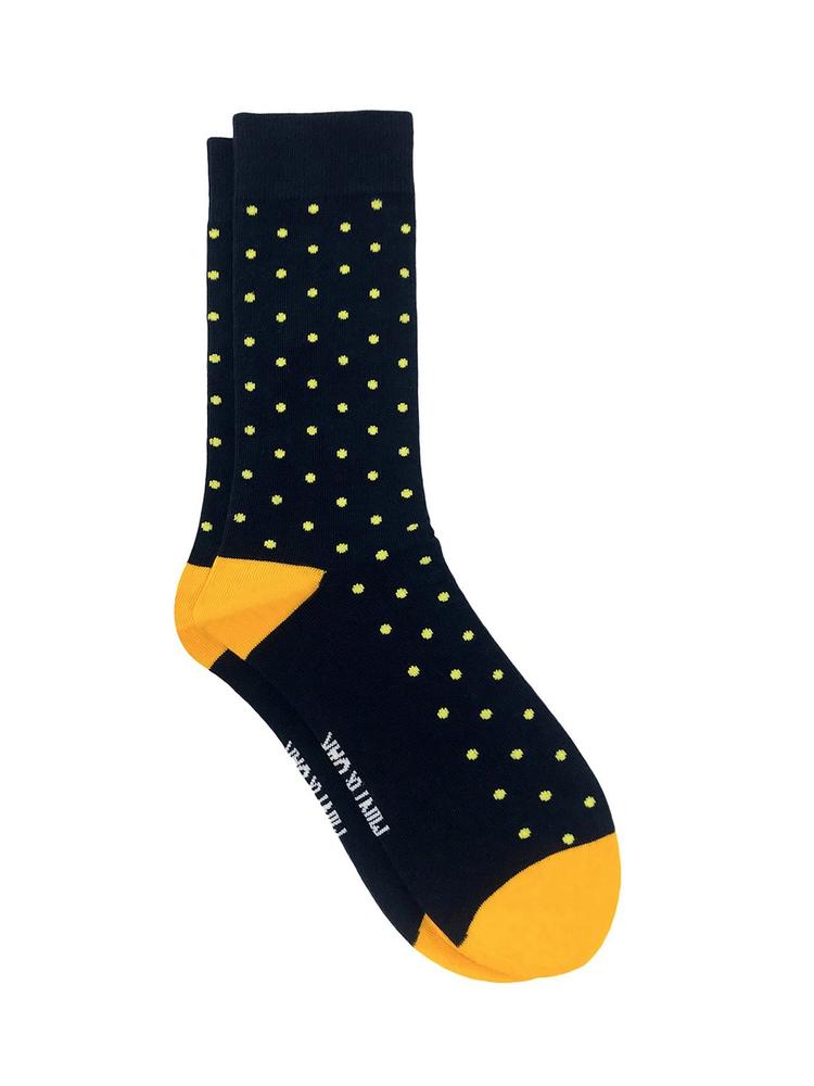 Mint & Oak Men Black & Yellow Patterned Calf-Length Socks