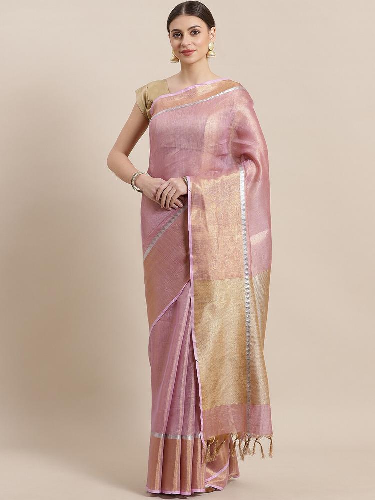 Kalakari India Purple & Golden Dual Tone Tissue Woven Design Handloom Saree