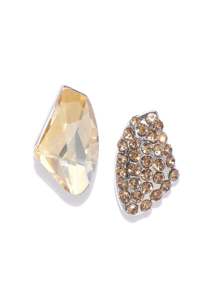 YouBella Gold-Toned & Silver-Toned Stone-Studded Mismatch Contemporary Studs