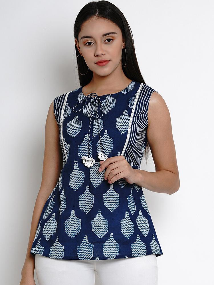 Bhama Couture Women Blue Printed Top