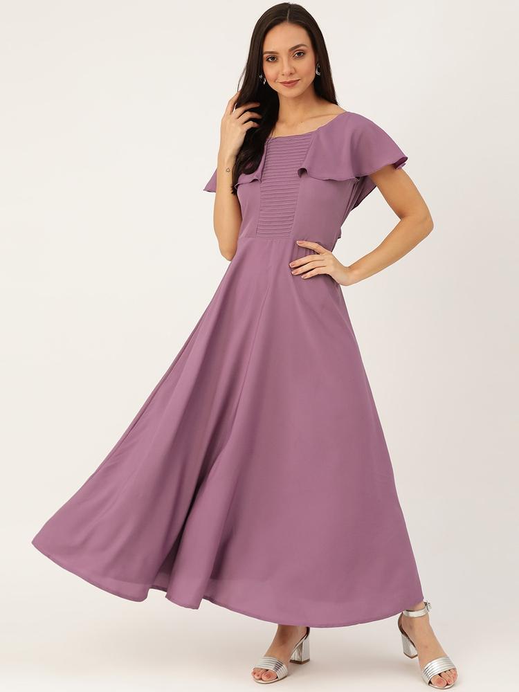 U&F Women Purple Solid Maxi Dress