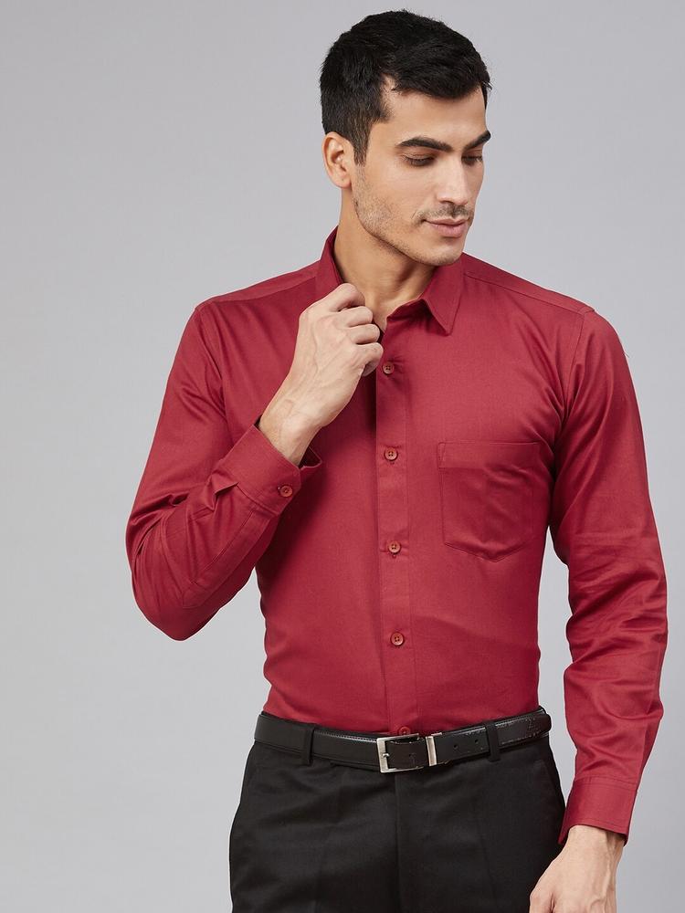 DENNISON Men Red Smart Regular Fit Solid Formal Shirt