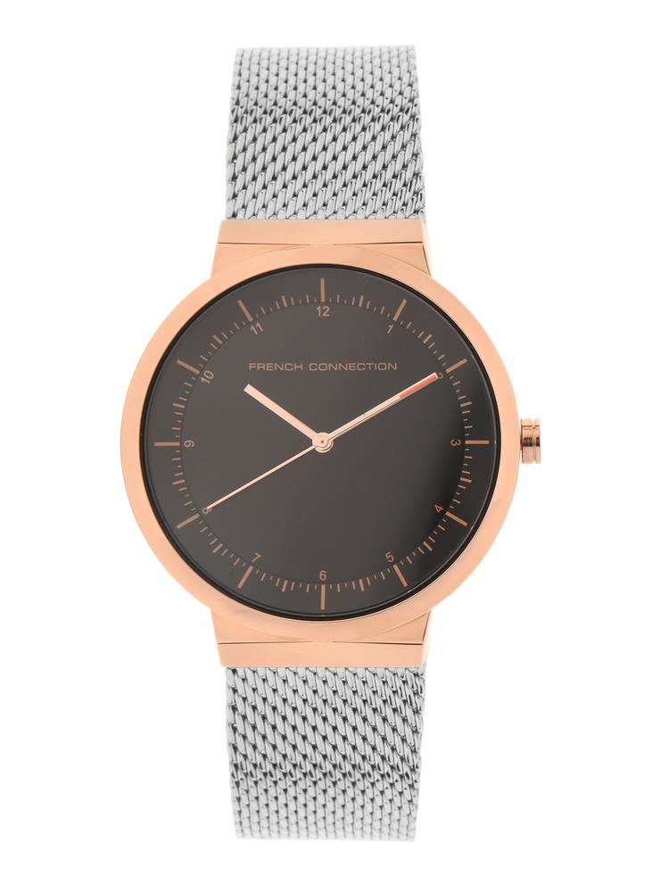 French Connection Men Black & Rose Gold Analogue Watch