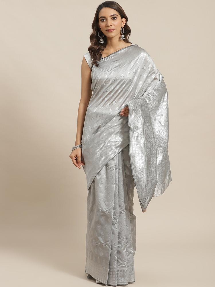 Shaily Grey Zari Woven Design Saree