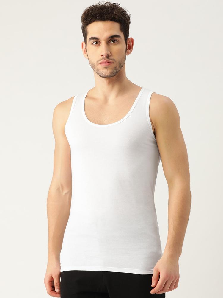 ROMEO ROSSI Men White Solid Innerwear Vest