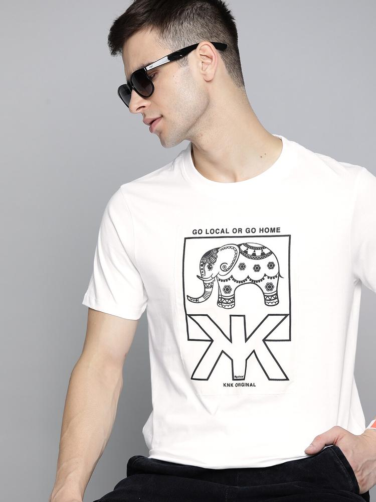 Kook N Keech Men White Printed Cotton T-shirt