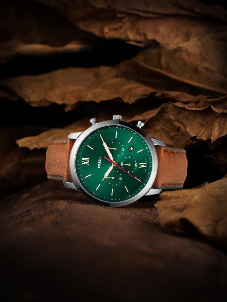 Fossil Men Green Analogue Leather Watch FS5735