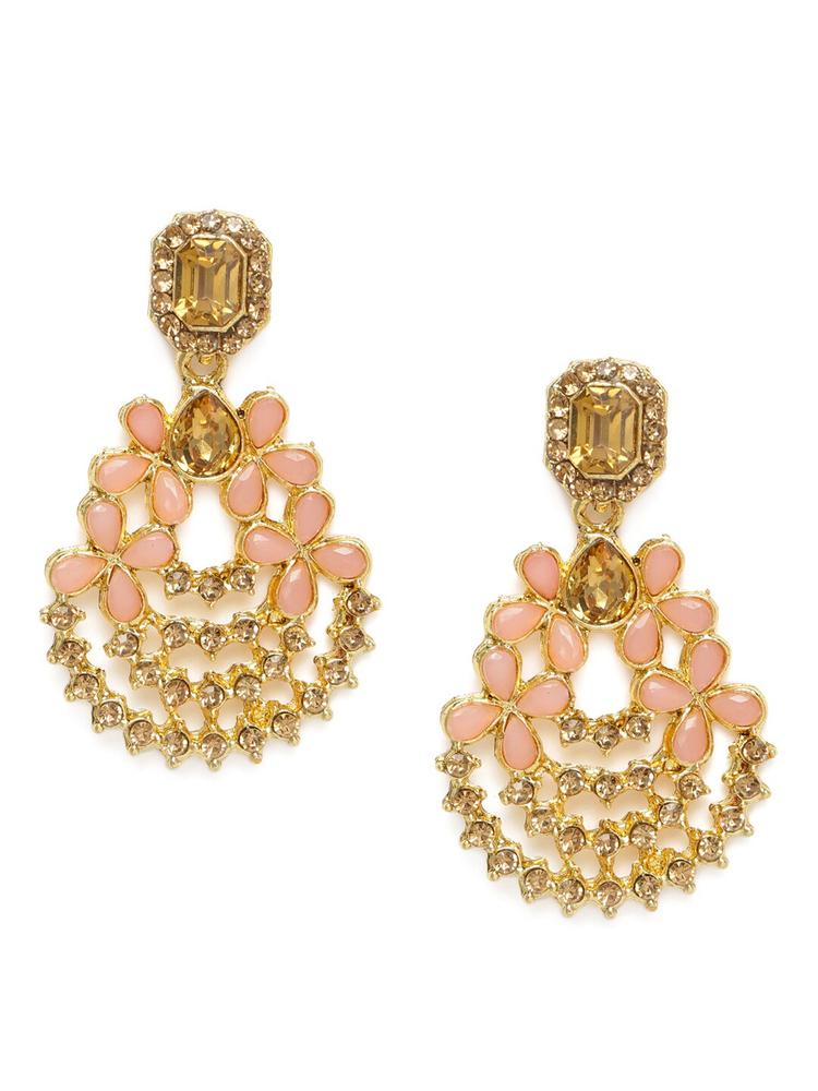 Kord Store Peach-Coloured & Gold-Plated Contemporary Drop Earrings