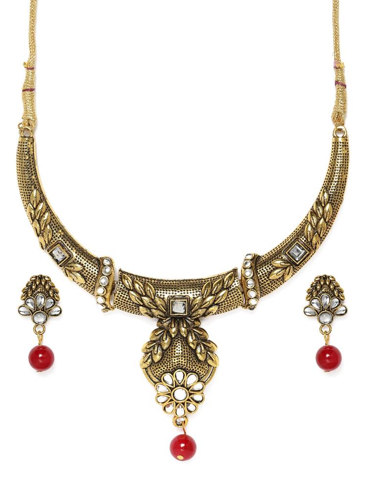Kord Store Antique Gold Plated Kundan Jewellery Set