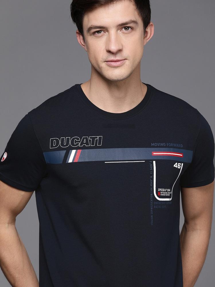 Ducati Men Navy Blue Printed T-shirt