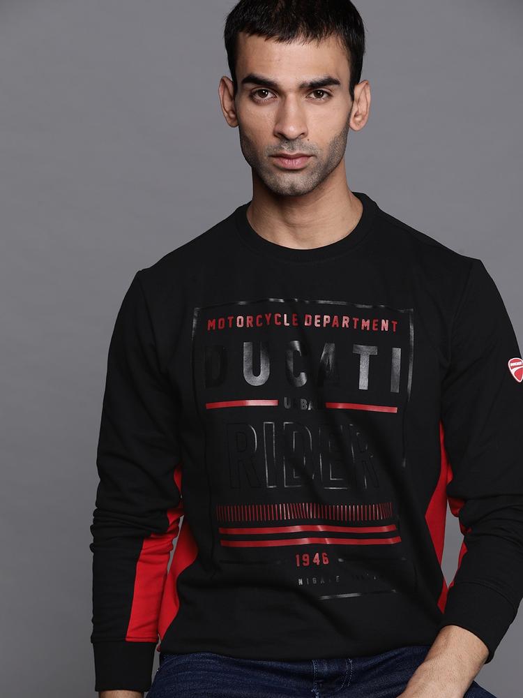 Ducati Men Black Brand Logo Printed Sweatshirt