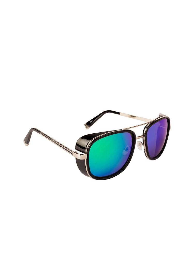 AISLIN Unisex Black Mirrored Shield Sunglasses