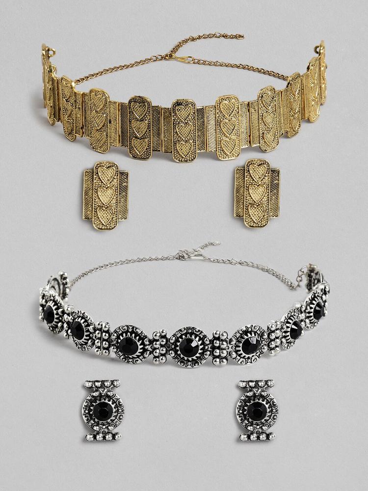 Kord Store Set of Silver-Toned & Gold-Plated Necklaces