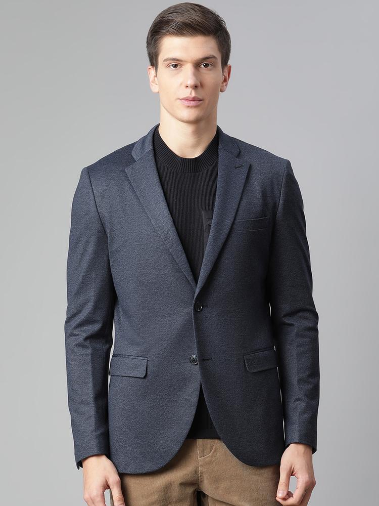 Matinique Men Navy Blue Solid Single-Breasted Casual Blazer