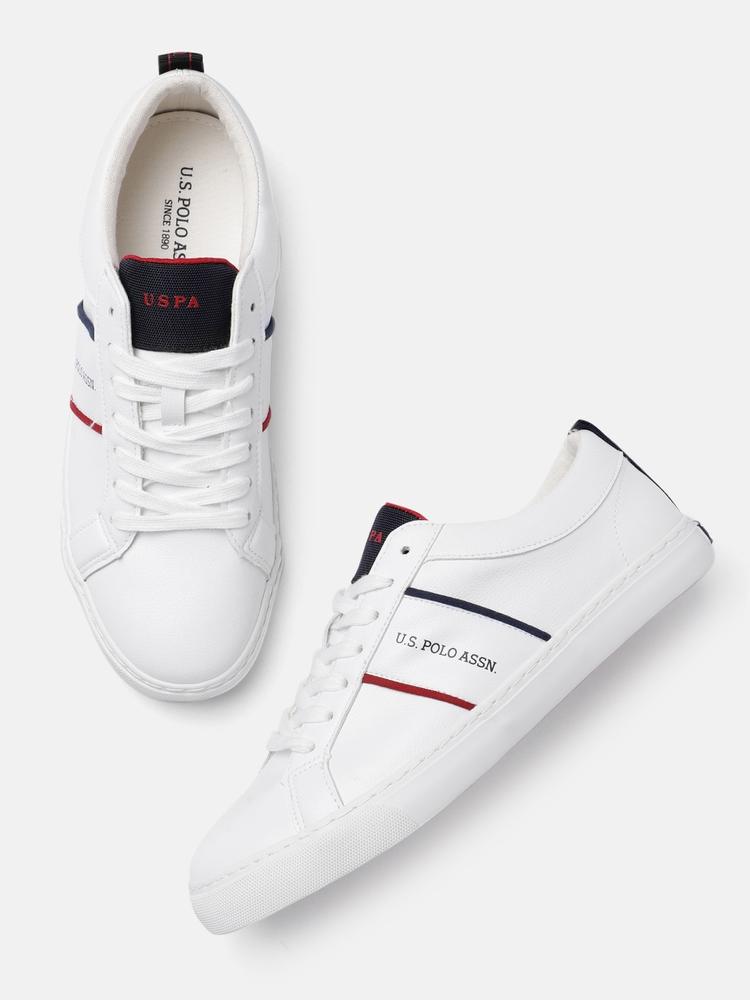 U.S. Polo Assn. Men White Solid Sneakers