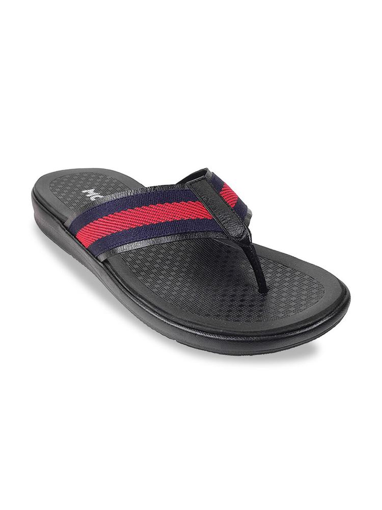 Mochi Men Black & Red Striped Slip On Casual Comfort Sandals