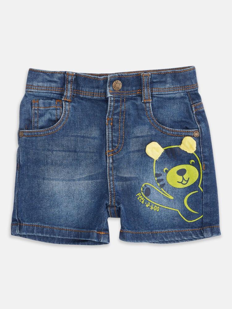 Pantaloons Baby Boys Blue Washed Denim Shorts