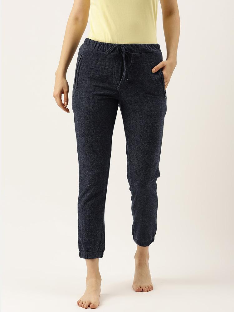 Clt.s Women Navy Blue Solid Slim Fit Sports Joggers
