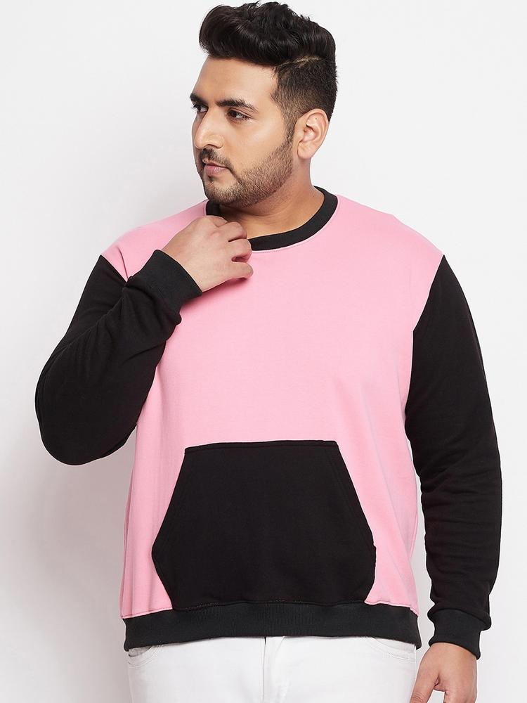 Bigbanana Men Pink Colourblocked Sweatshirt