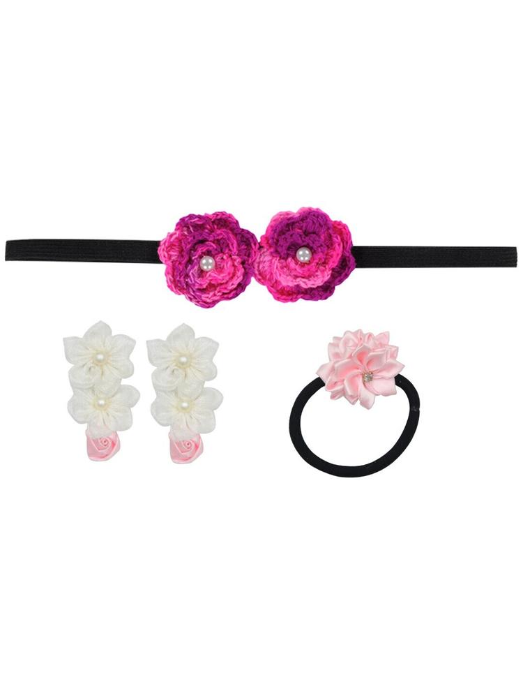 FUNKRAFTS Girls Set Of 4 Lace Trendy Hair Accessories