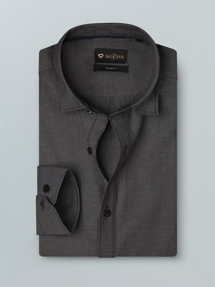 INVICTUS Men Charcoal Grey Slim Fit Smart Casual Shirt