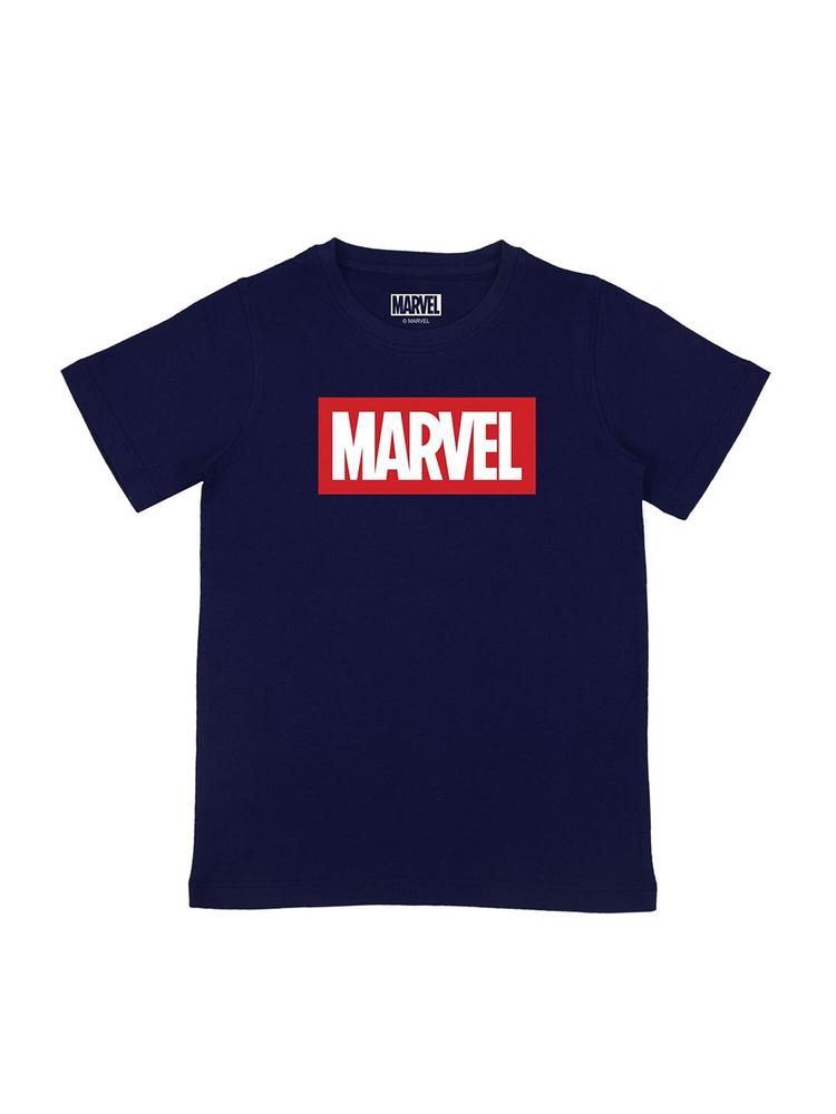 Marvel by Wear Your Mind Boys Navy Blue Marvel Printed T-shirt