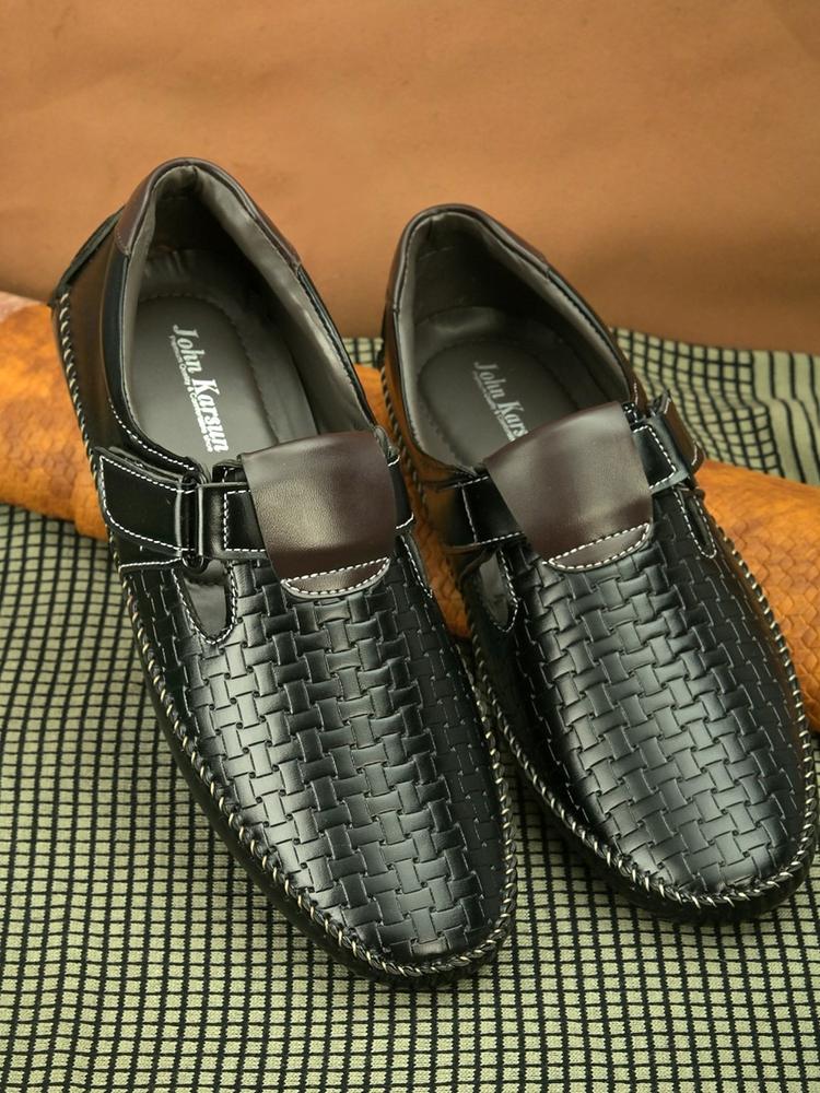 John Karsun Men Black Shoe-Style Sandals