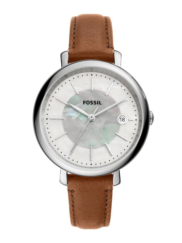 Fossil Women Silver-Toned Printed Dial & Brown Leather Straps Analogue Watch