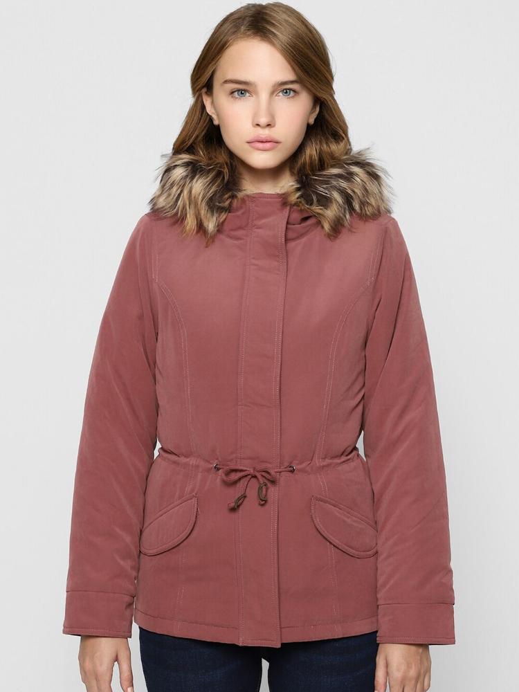 ONLY Women Rose Brown Hooded Parka Jacket