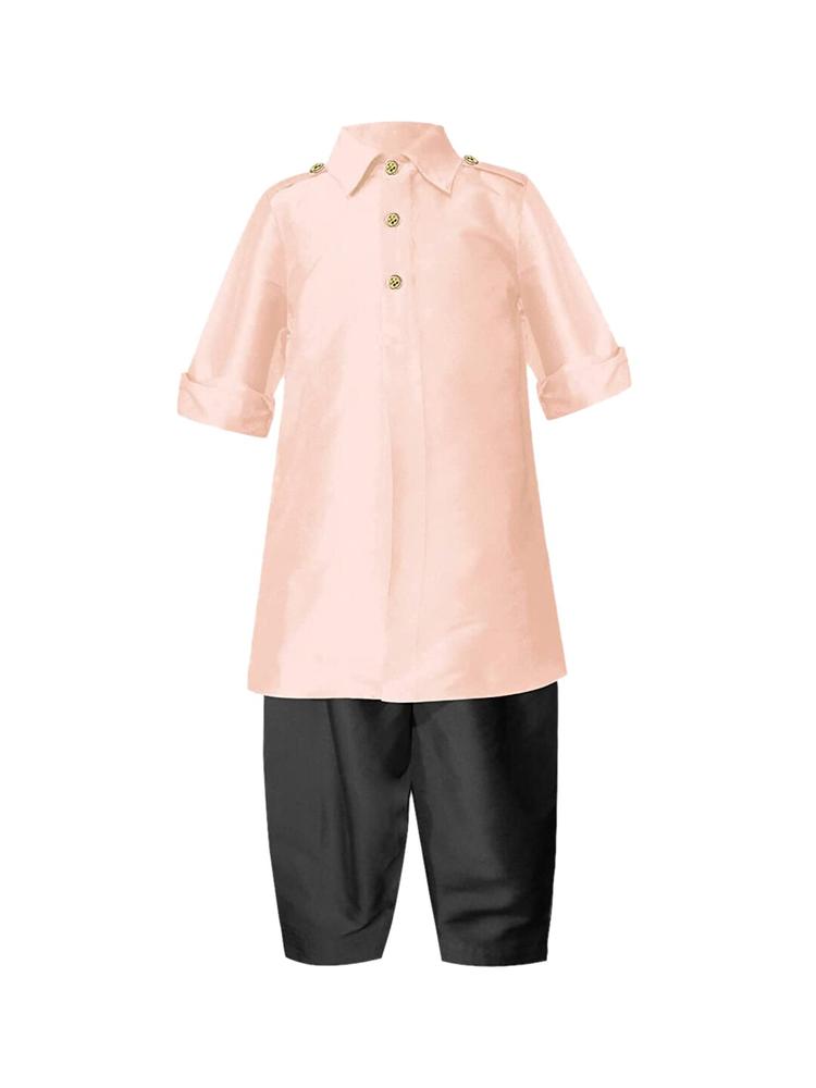 A T U N Boys Peach-Coloured Regular Kurta with Pyjamas