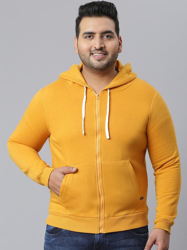 Instafab Plus Men Mustard Yellow Hooded Sweatshirt