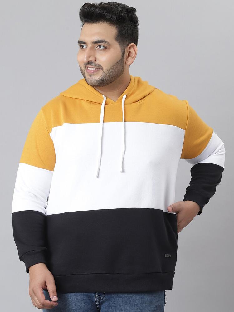 Instafab Plus Men Multicoloured Colourblocked Hooded Sweatshirt