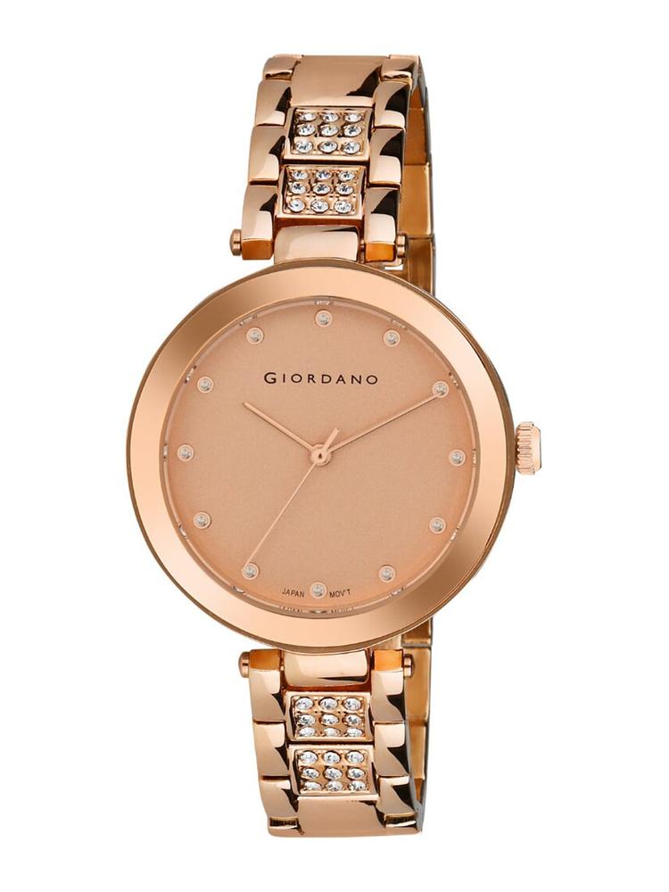 GIORDANO Women Rose Gold-Toned Brass Embellished Dial Analogue Watch A2037-55