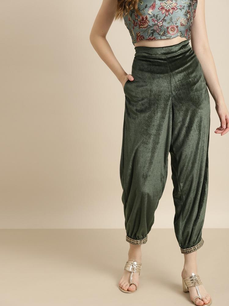 Shae by SASSAFRAS Women Olive Green Trousers