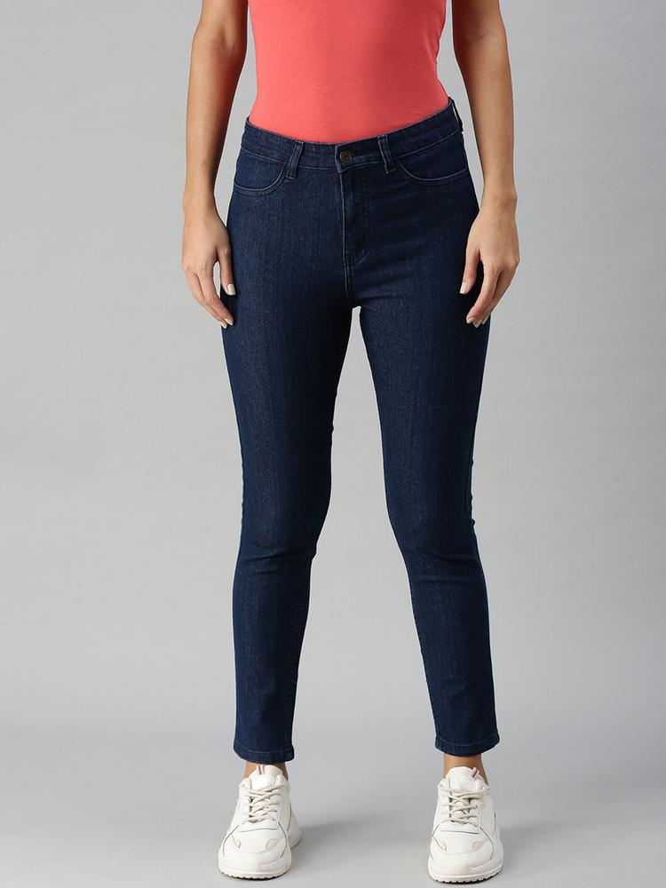 De Moza Women Blue Skinny Fit Stretchable Jeans