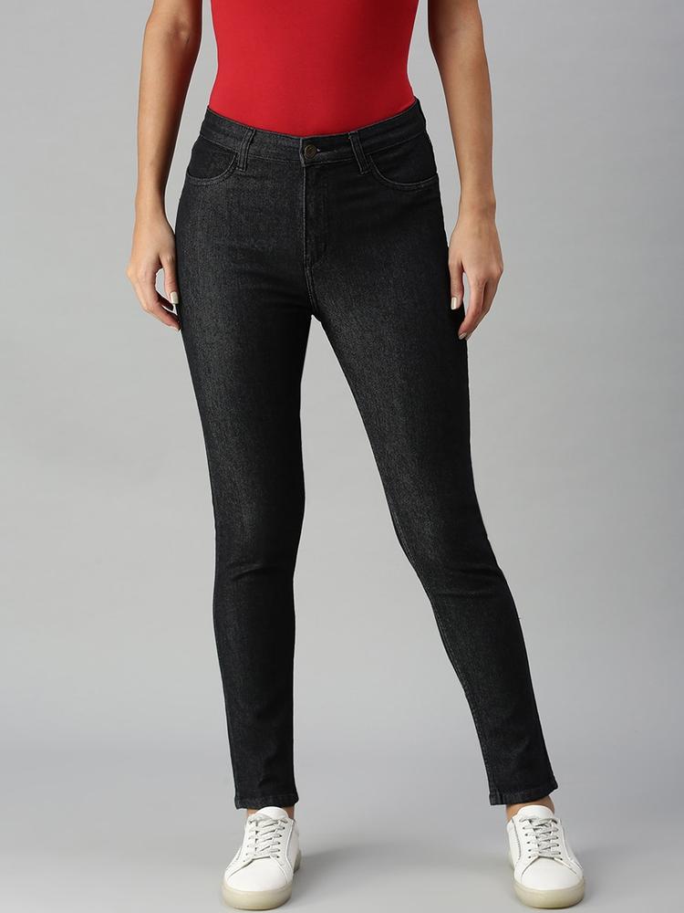 De Moza Women Black Skinny Fit Stretchable Jeans