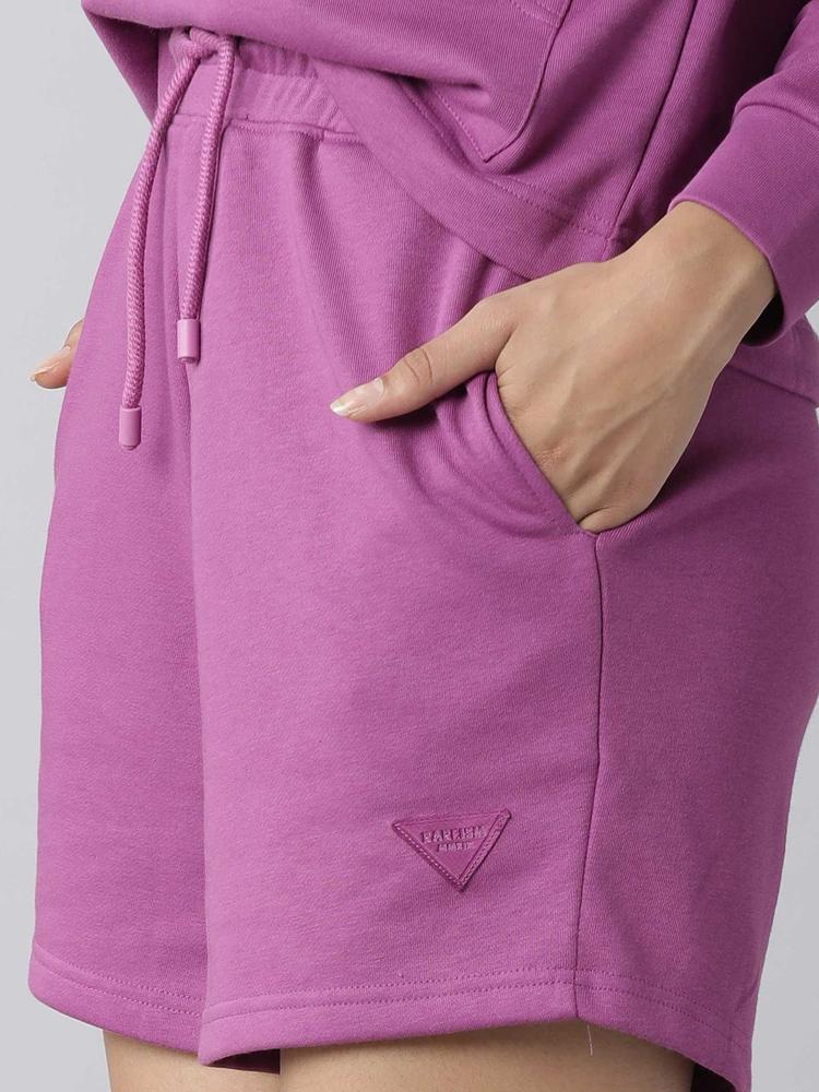 RAREISM Women Purple Solid Regular Shorts