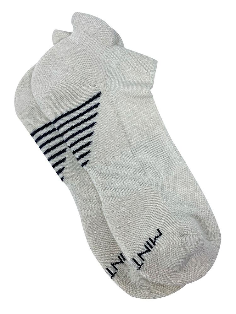 Mint & Oak Men Off White & Black Patterned Ankle-Length Socks